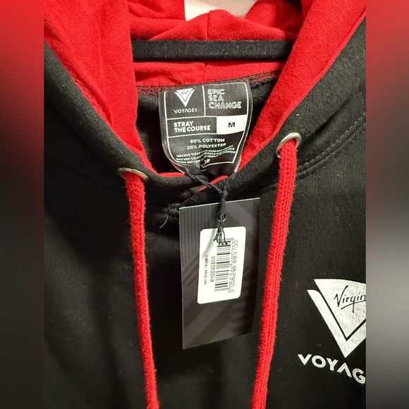 NWT Virgin Voyages Black Hoodie with Red Accents - Picture 2 of 6